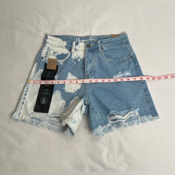 Organic Blue Jean Shorts Women’s Size 5 Cut Off Distressed Pockets Denim Cotton - Picture 5 of 10